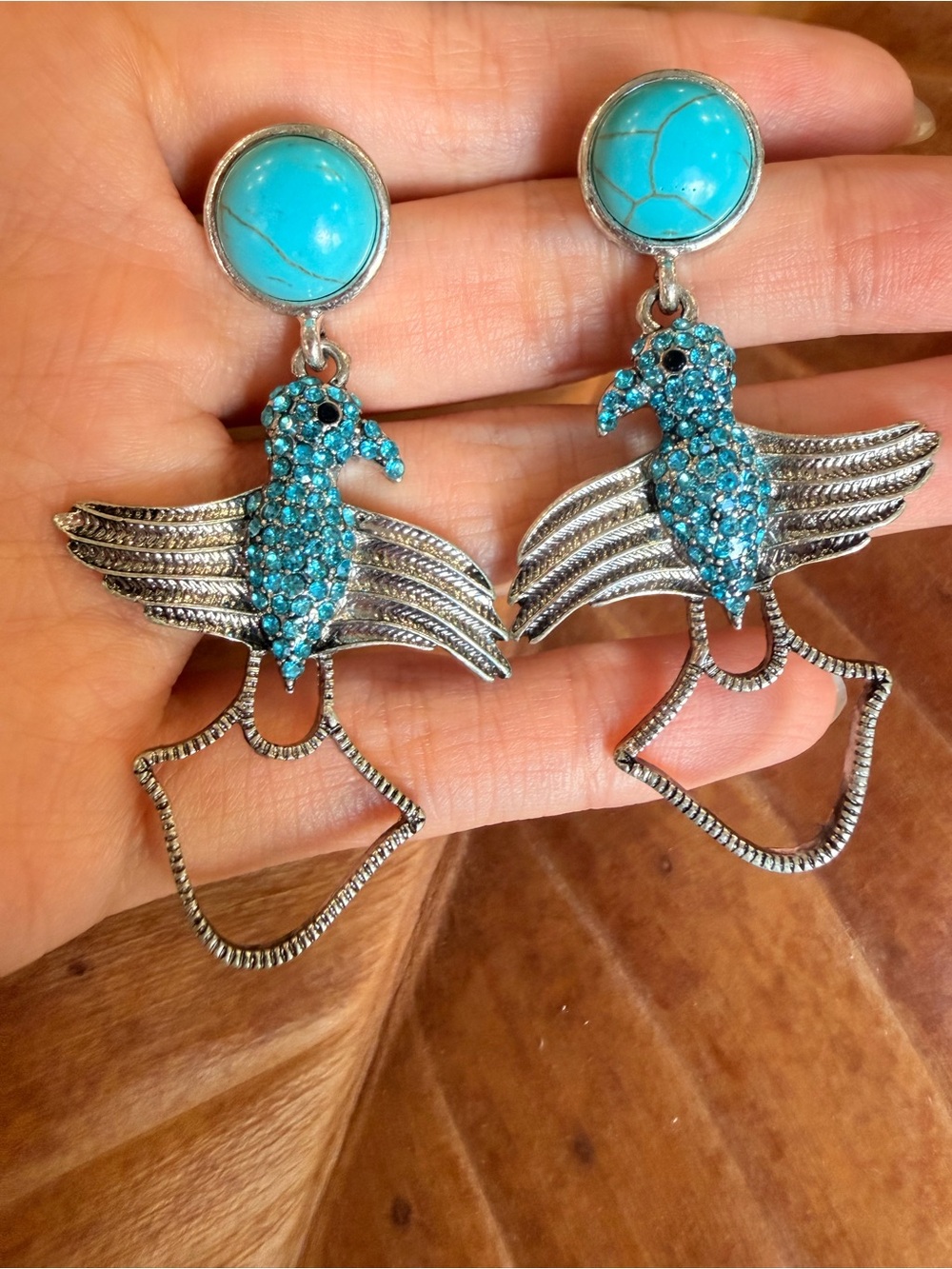 Turquoise Bird Drop Earrings